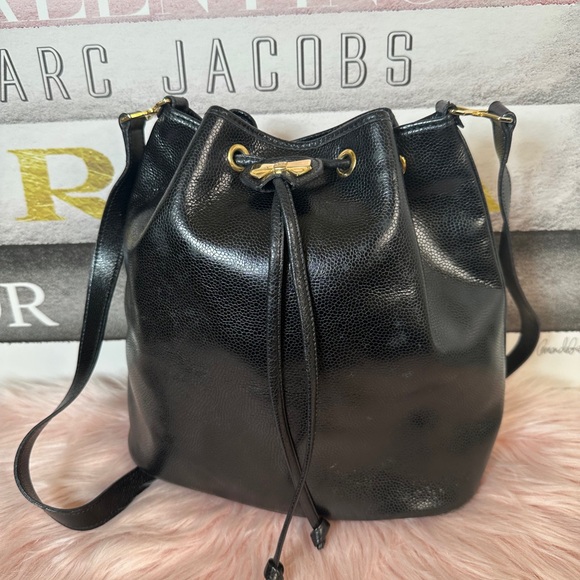 Nina Ricci Black Leather Shoulder Bag with Gold Accents - Picture 1 of 12